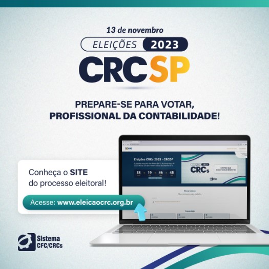 CRCSP - ELEIÇÃO DO CRCSP É HOJE! VOTE NESTA SEGUNDA-FEIRA, DAS 8H ÀS 20H